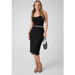 Guess γυναικεία midi φούστα pencil με δαντέλα Katrina - W6YD24K4404 Μαύρο