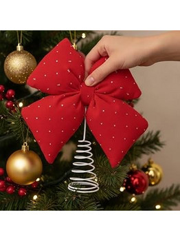 Χριστουγεννιάτικη κορυφή δέντρου βελούδινος φιόγκος με στρας 24x32cm