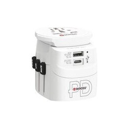 SKROSS Pro Light USB AC30PD World - Αντάπτορας ταξιδίου με USB-C Power Delivery, Λευκός