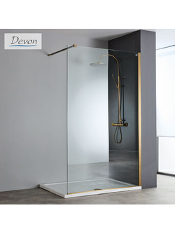 Καμπίνα Ντουζιέρας Walk In Devon Iwis IWC-221 Bronze Brushed PVD Clean Glass Ύψος 200cm - 60cm