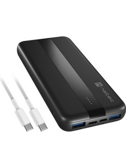 Natec Trevi Slim Q Power Bank 10000mAh 20W με 2 Θύρες USB-A Black