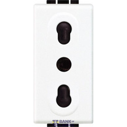 Socket 2P+T 10/16A 250 Vac - centre distance 19mm and 26mm - shielded tulip contacts - white
