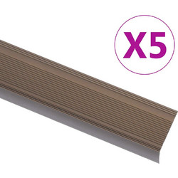 vidaXL Προφίλ για Σκαλοπάτια Σχήμα Γ 5 τεμ. Καφέ 90 εκ. Αλουμινίου