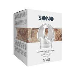 Sono 48 Cockring with Ball Strap Ελαστικό Δαχτυλίδι Πέους & Όρχεων Σιλικόνης Διαφανές