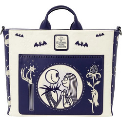 Loungefly Disney Nightmare Before Christmas Jack Skellington & Sally Night Sky Convertible Backpack & Tote Bag Wdtb3488