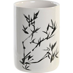 Βαση για οδοντοβουρτσεσ DKD Home Decor Λευκό Μαύρο ξύλο καουτσούκ Πήλινα 7,6 x 7,6 x 11 cm (12 Μονάδες)