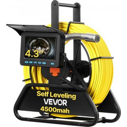 VEVOR Sewer Camera, 30m, Self-Leveling Drain Inspection Camera with 1080P HD Screen, IP68 Waterproof Snake Plumbing Cameras with Lights - 12 LEDs & 16GB Card for Sewer Line Duct Pipe