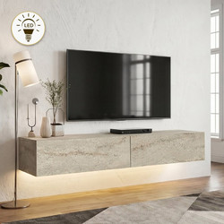 Έπιπλο τηλεόρασης επιτοίχιο Aristo Megapap με LED χρώμα travertine 135x31,6x25εκ. (GP042-0170,8)
