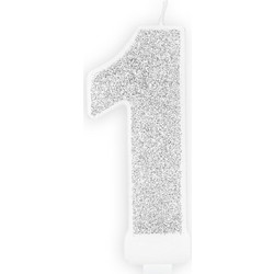 Κερί Ασημί 1" glitter 7 εκ