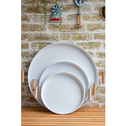 Tray Set (3 Pieces) M0198 White Metal 30x30 cm