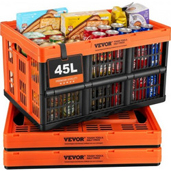 VEVOR Plastic Collapsible Storage Basket 45 L / Orange & Black