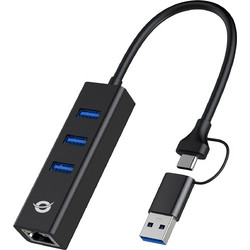 Conceptronic DONN07BA USB Hub 3.0 USB-C με 4 Θύρες USB-A / Ethernet