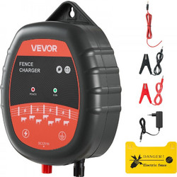 VEVOR Συσκευή Ηλεκτρικής Περίφραξης, 10 kV 1J, Φορτιστής AC/DC με Οθόνη LED, Εμβέλεια 3 km, Ισχυρός Φορτιστής Plug-in, για Προστασία από Εισβολή Άγριων Ζώων σε Ζώα Εκτροφής & Πουλερικά JZLKOZ075J1054S