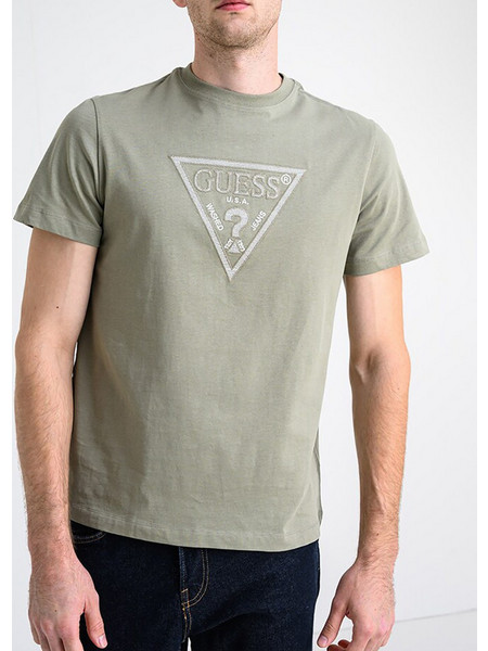 GUESS CN SS BIG TRIANGLE EMBROIDERY ΜΠΛΟΥΖΑ ΑΝΔΡΙΚΟ M6BI56K6193-G9D5 Khaki
