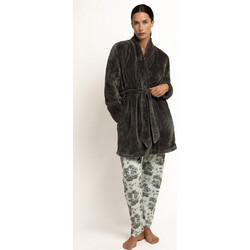 Admas Winter Toile Γυναικεία Ρόμπα Χειμωνιάτικη Fleece Γκρι
