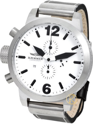 Haemmer White Delta and Black Leather Strap HC-11