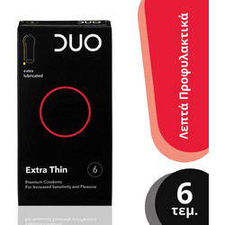 DUO Extra Thin Προφυλακτικά Λεπτά με Λιπαντικό 6τμχ