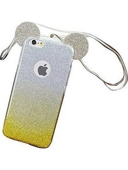 Back Case TPU Glitter Mouse Ears για Apple iPhone 7 4.7" Gold/ Silver