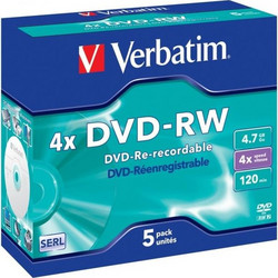 TDK Verbatim DVD-RW 4,7GB 4x Speed, Jewel Case 1x5set