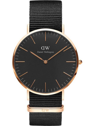 Daniel Wellington Classic Cornwall Ανδρικό Ρολόι με Μαύρο Υφασμάτινο Λουράκι DW00100148