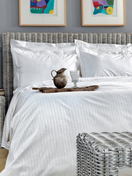 Palamaiki Σεντόνι Ημίδιπλο Βαμβακερό 170x270 White Comfort 300TC Stripes