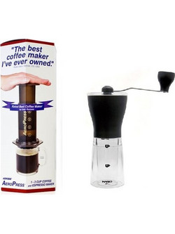 Aeropress Μηχανή Καφέ + Hario Mini Μύλος Άλεσης Καφέ
