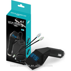 FM Transmitter for Car Wireless Adapter In-car Charger Kit w/ TF Card Slot Colorful Lights Charging (OEM)