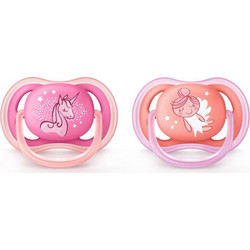 Philips Avent Ultra Air Ανατομικές Ορθοδοντικές Πιπίλες Σιλικόνης Νυκτός 6-18m 2τμχ SCF345/22