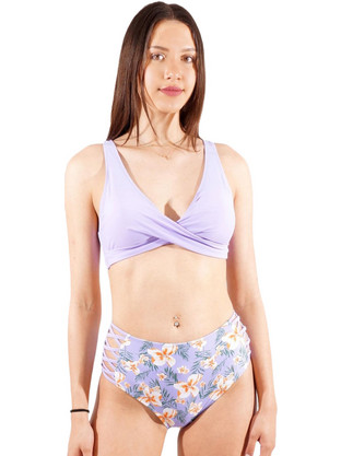 Gsecret Bikini Set Τριγωνάκι Ψηλόμεσο Floral Λιλά FH3136-23188
