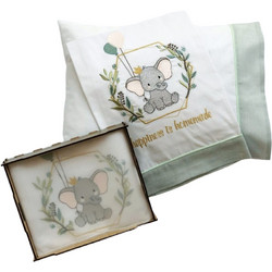 Raison d'etre Dream Big Elephant Σετ Βρεφικά Σεντόνια Κούνιας 120x160 White/Mint
