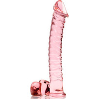 Ibiza Nebula Series 23 Borosilicate Ρεαλιστικό Dildo με Όρχεις 21.5cm Ροζ