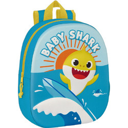 Safta Baby Shark 3D Σχολική Τσάντα Πλάτης Νηπιαγωγείου Μπλε 642365890
