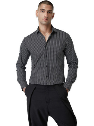 Stefan Ανδρικό Πουκάμισο Βαμβακερό Μακρυμάνικο Slim Fit Ανθρακί 9010-FW24