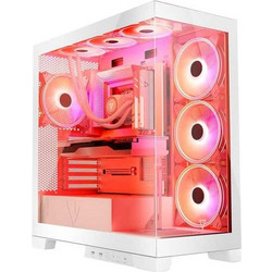Modecom Volcano Space Apex White Gaming Midi Tower Κουτί Υπολογιστή RGB με Πλαϊνό Παράθυρο