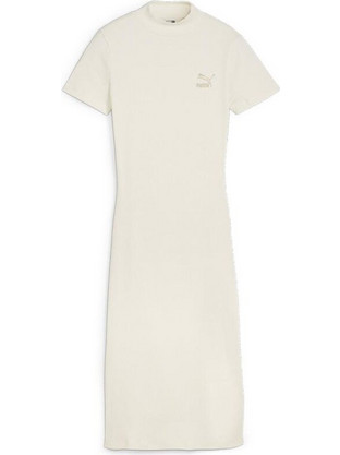 Puma Classics Ribbed Midi Καλοκαιρινό Αθλητικό Φόρεμα Ριπ Εκρού 624256-99
