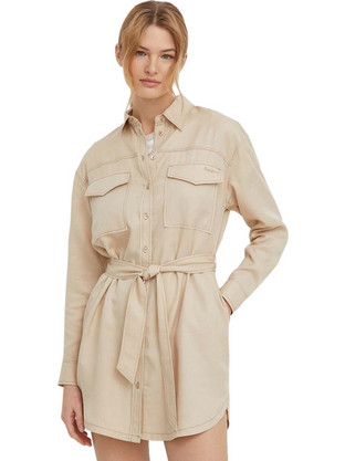 Pepe Jeans Beate Mini Καθημερινό Φόρεμα Σεμιζιέ Εκρού PL953443-844