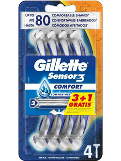 Gillette Sensor 3 Comfort Ξυραφάκι μιας Χρήσης με 3 Λεπίδες & Λιπαντική Ταινία 4τμχ