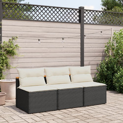 vidaXL Τριθέσιος Καναπές Εξωτερικού Χώρου Rattan Μαύρος 108x64x54cm 365832