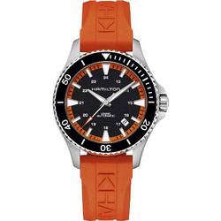 Hamilton Khaki Navy Ανδρικό Ρολόι Αυτόματο με Πορτοκαλί Καουτσούκ Λουράκι H82395331