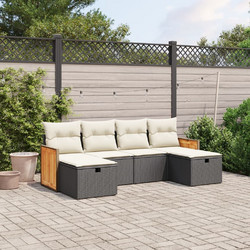 vidaXL Σετ Σαλόνι Κήπου Rattan 6τμχ Μαύρο 3265774