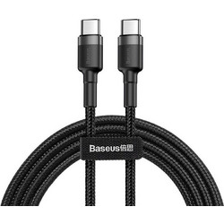Baseus Cafule Braided USB-C to USB-C 60W 1m Black Grey BASCATKLFGG1