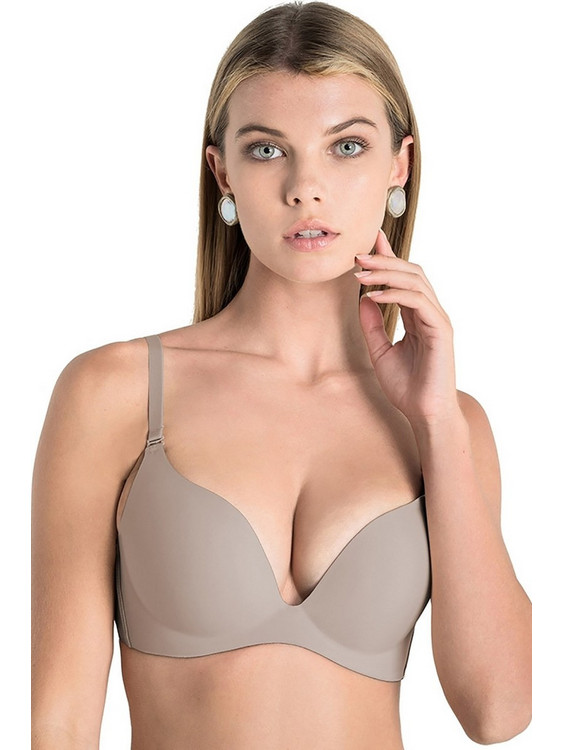 Luna Miracle One Σουτιέν για Βαθύ Ντεκολτέ Push Up χωρίς Μπανέλα Γκρι 1808