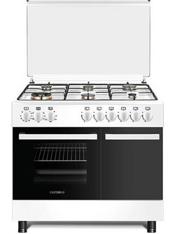 Calfer Gas F9S60ES-W Κουζίνα Ηλεκτρική 64lt με Εστίες Αερίου 90cm