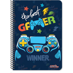 Must Winner Σπιράλ Τετράδιο Ριγέ B5 120 Φύλλων 4 Θεμάτων Μπλε 000584849