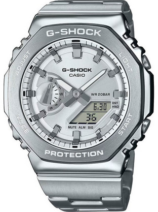 Casio G-Shock Ανδρικό Ρολόι με Ασημί Μεταλλικό Μπρασελέ GM-2110D-7AER