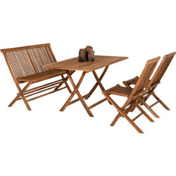 HomeMarkt Kendall Σετ Τραπεζαρία Κήπου Μασίφ Ξύλο 4τμχ Καφέ HM11953