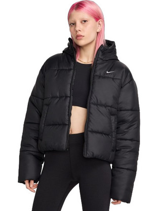 Nike Sportswear Classic Γυναικείο Μπουφάν Χειμωνιάτικο Puffer Κοντό Μαύρο FZ5899-010