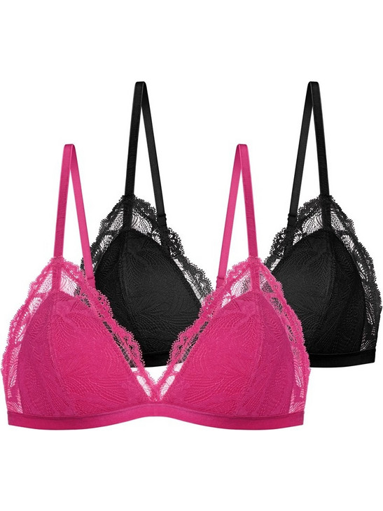 Dorina Bralette Push Up χωρίς Μπανέλα Μαύρο Φούξια FXBR0012LA166-2X0395