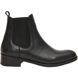 Boss Shoes Γυναικεία Μποτάκια Chelsea Δερμάτινα Μαύρα με Χοντρό Χαμηλό Τακούνι AW7622