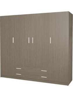 Klikareto Τετράφυλλη Ντουλάπα Ρούχων Σταχτί 200x60x180cm 500-00379